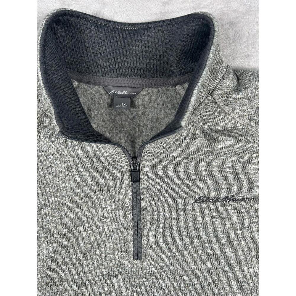 Eddie Bauer Men's 2XL 1/4 Zip Beige Gray Sweater Fleece Pullover XXL quarter